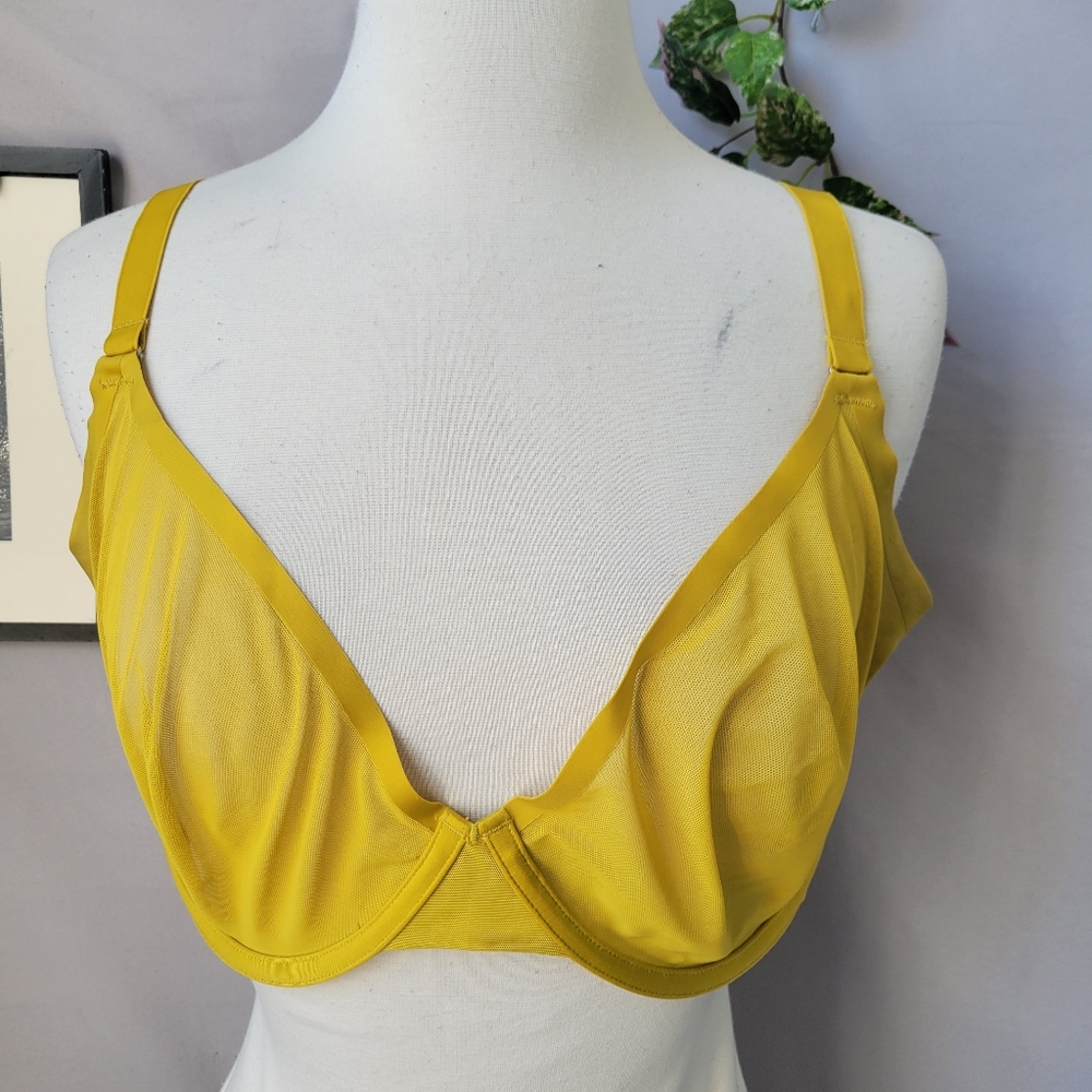 Cuup The Plunge Mesh Bra Mustard Yellow 36H